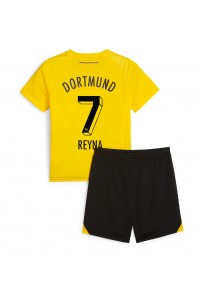 Borussia Dortmund Giovanni Reyna #7 Jalkapallovaatteet Lasten Kotipeliasu 2023-24 Lyhythihainen (+ Lyhyet housut)